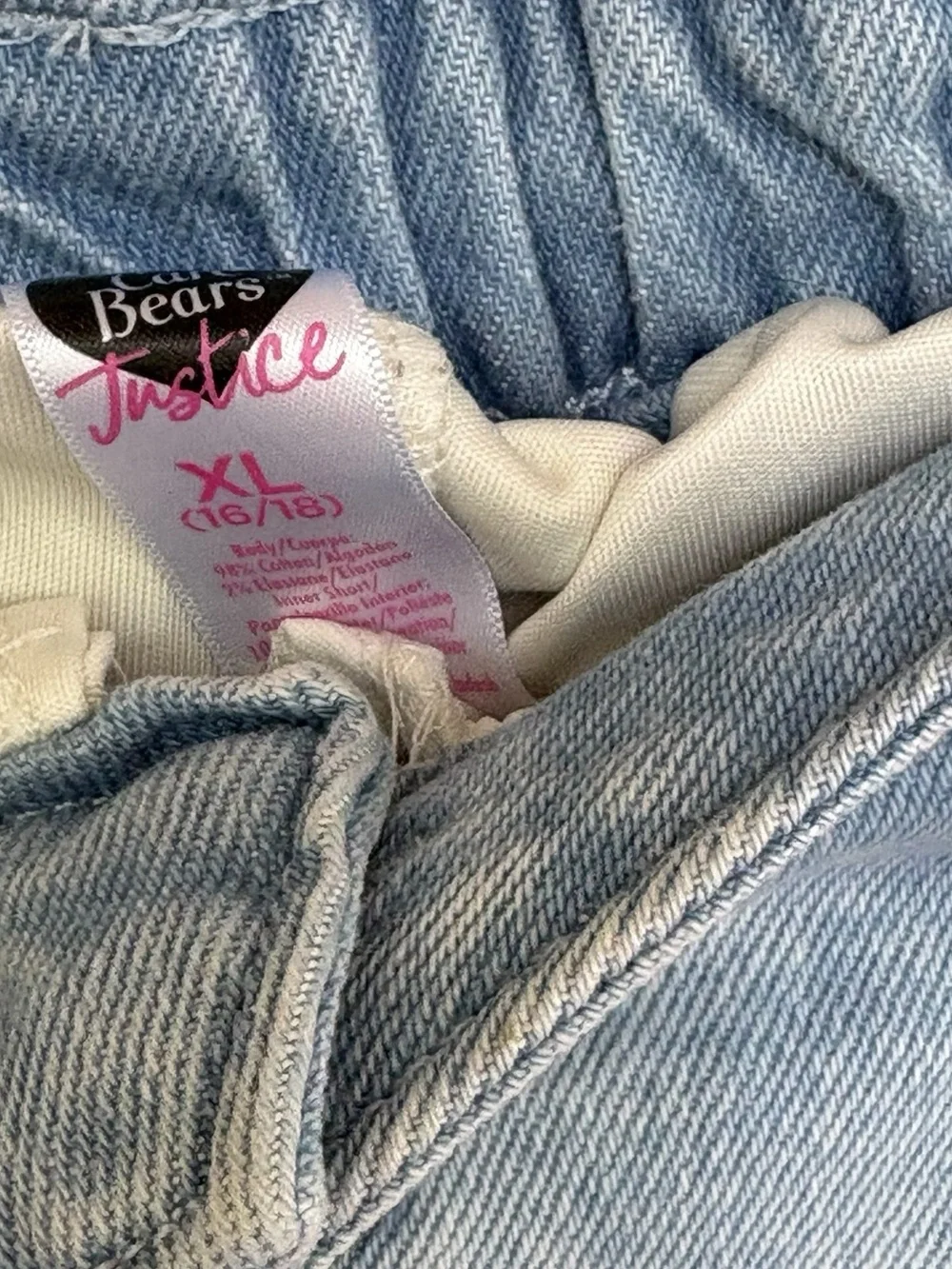 Justice Two-Tone Care Bears Denim Mini Skirt Skort Size XL